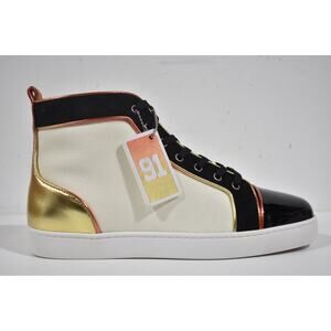 Christian Louboutin Mens Louis SB22 Flat Black White High Top Sneaker 42 9